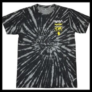 Hyper Space NASA Rocket Science Tie Dye Graphic Tee Black Grey Mens Medium
